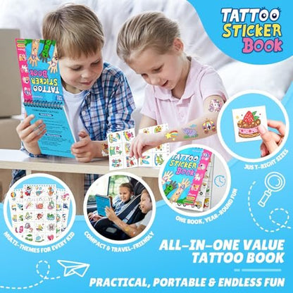 Partywind 192 Styles Glow & Glitter Temporary Tattoos Book for Kids - 16 Themes, Party Favors, Classroom Prizes, Birthday Supplies Avelisse