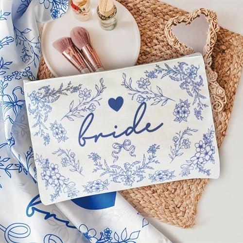 Bride Squad Bride Makeup Bag with Something Blue - Perfect Bridal Shower & Engagement Gift - görsel 10