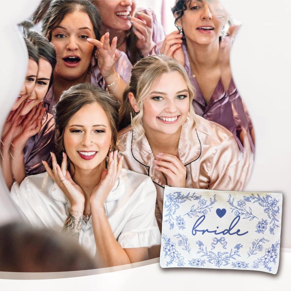 Bride Squad Bride Makeup Bag with Something Blue - Perfect Bridal Shower & Engagement Gift - görsel 13