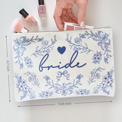 Bride Squad Bride Makeup Bag with Something Blue - Perfect Bridal Shower & Engagement Gift - görsel 4
