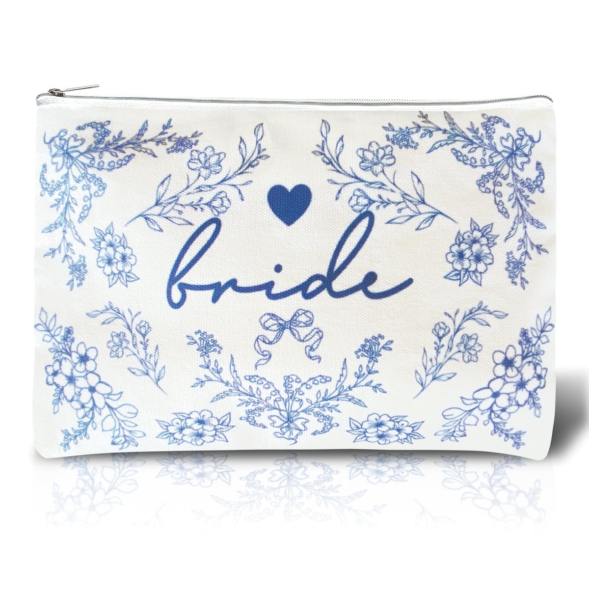 Bride Squad Bride Makeup Bag with Something Blue - Perfect Bridal Shower & Engagement Gift - görsel 1