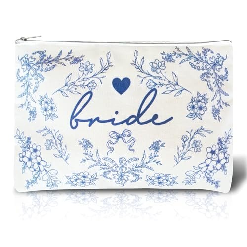 Bride Squad Bride Makeup Bag with Something Blue - Perfect Bridal Shower & Engagement Gift - görsel 2