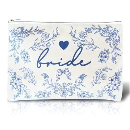 Bride Squad Bride Makeup Bag with Something Blue - Perfect Bridal Shower & Engagement Gift