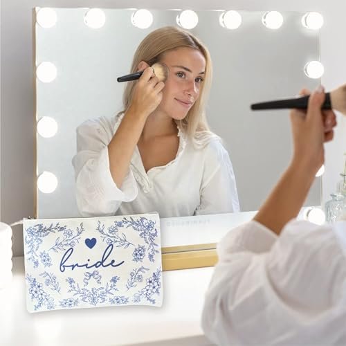 Bride Squad Bride Makeup Bag with Something Blue - Perfect Bridal Shower & Engagement Gift - görsel 12