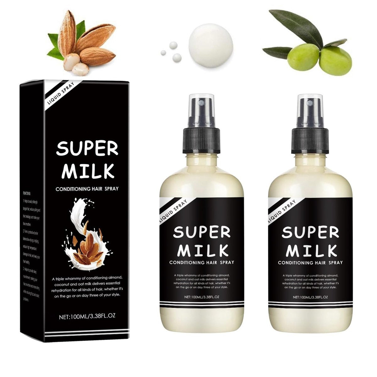 OUKPANE Super Milk Conditioning Hair Primer 2-Pack - Moisturizing Detangler Spray for All Hair Types Avelisse