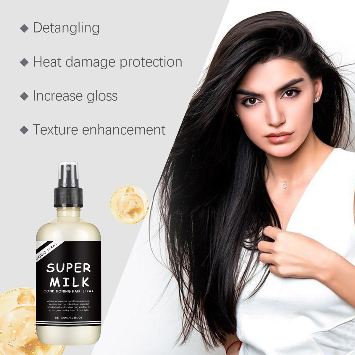 OUKPANE Super Milk Conditioning Hair Primer 2-Pack - Moisturizing Detangler Spray for All Hair Types Avelisse