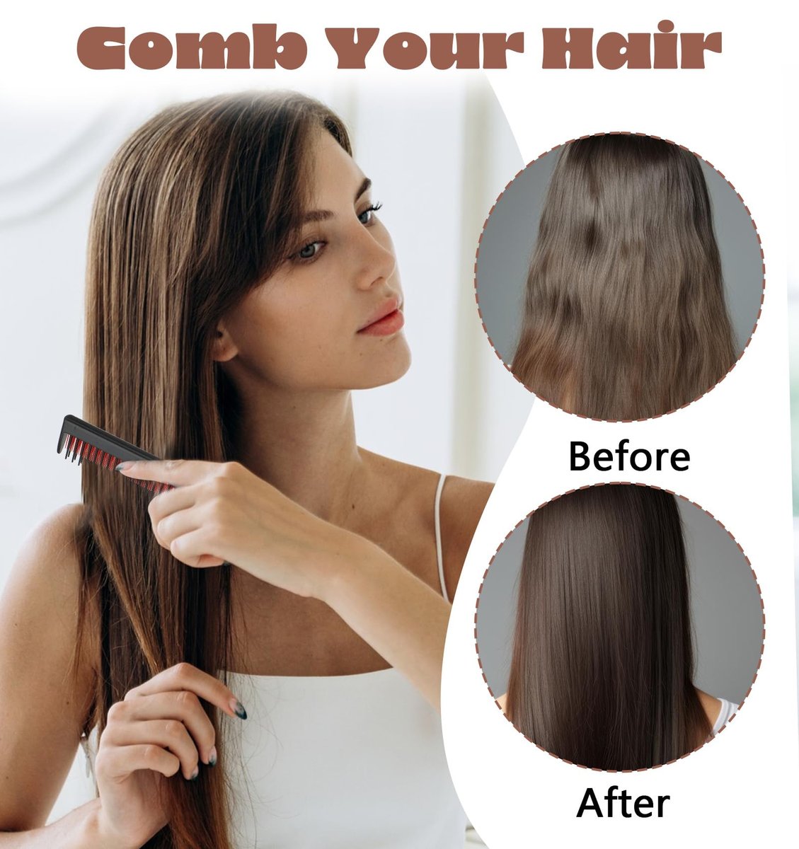3-Piece Hair Teasing Comb Set for Women – Metal Teaser Comb for Volume, Backcombing, and Slick Back Styles – Fine Hair Friendly - görsel 9