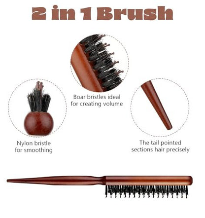 3-Piece Hair Teasing Comb Set for Women – Metal Teaser Comb for Volume, Backcombing, and Slick Back Styles – Fine Hair Friendly