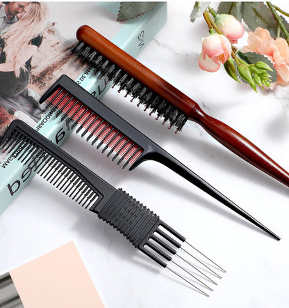 3-Piece Hair Teasing Comb Set for Women – Metal Teaser Comb for Volume, Backcombing, and Slick Back Styles – Fine Hair Friendly