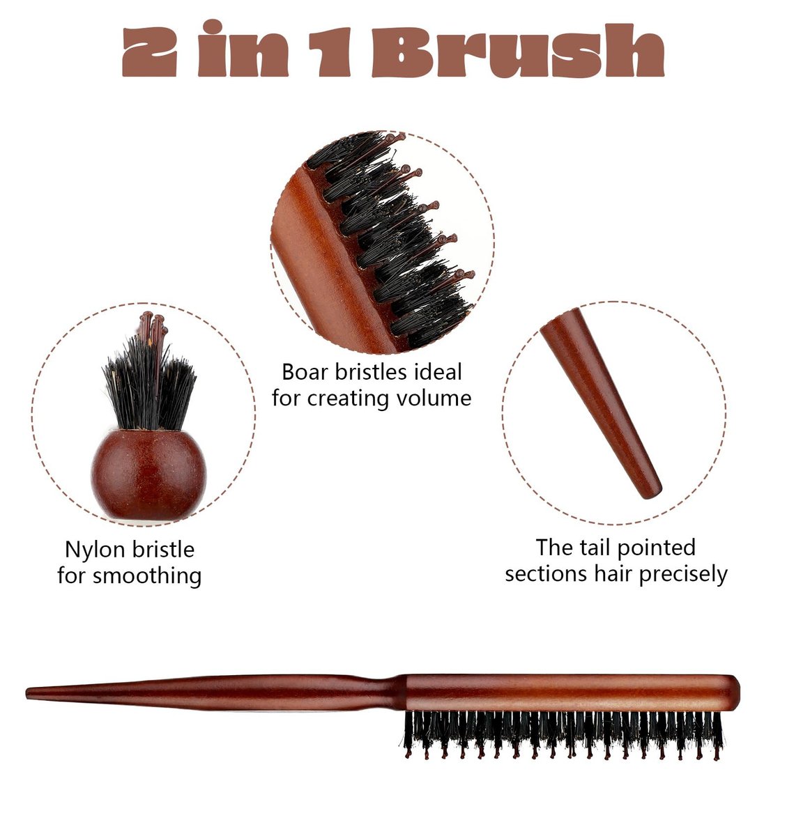 3-Piece Hair Teasing Comb Set for Women – Metal Teaser Comb for Volume, Backcombing, and Slick Back Styles – Fine Hair Friendly - görsel 3