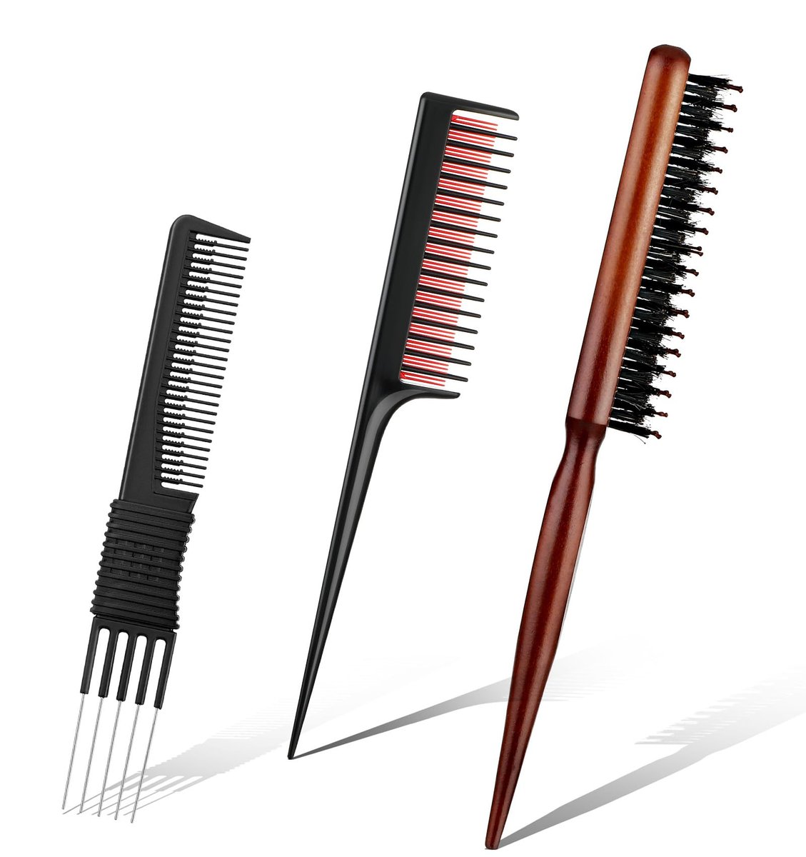 3-Piece Hair Teasing Comb Set for Women – Metal Teaser Comb for Volume, Backcombing, and Slick Back Styles – Fine Hair Friendly - görsel 1