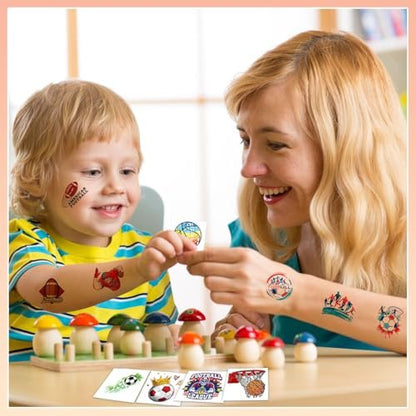 102 PCS Individually Wrapped Sports Temporary Tattoos for Kids - Soccer, Basketball, Baseball, Football Temporary Tattoos for Boys Girls Body Arm Shoulder Fun Stickers Supplies Gifts