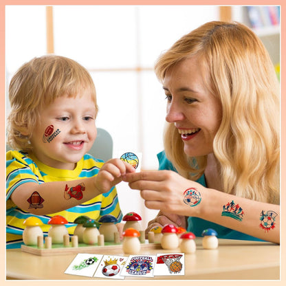 102 PCS Individually Wrapped Sports Temporary Tattoos for Kids - Soccer, Basketball, Baseball, Football Temporary Tattoos for Boys Girls Body Arm Shoulder Fun Stickers Supplies Gifts