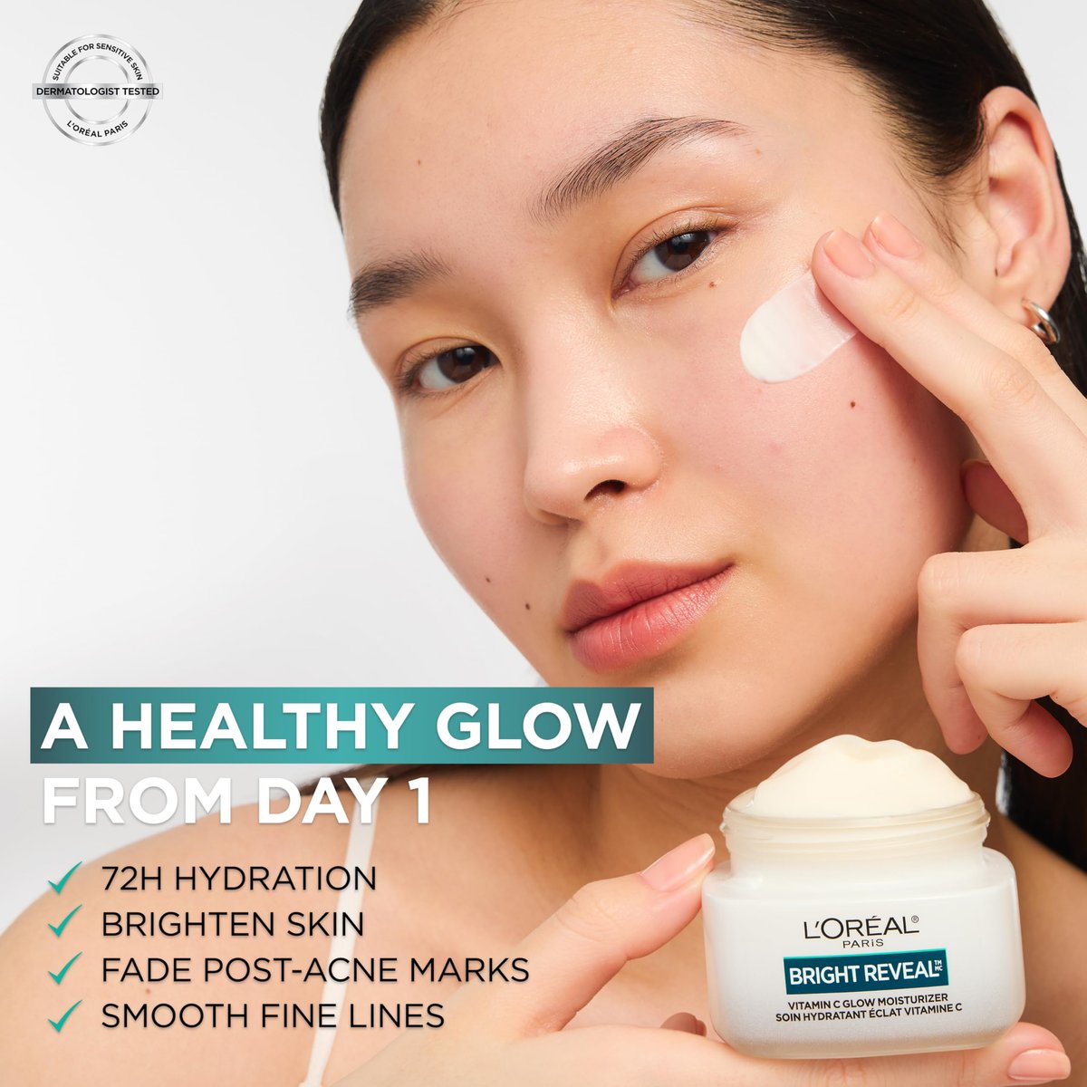 L'Oreal Paris Bright Reveal Vitamin C Glow Moisturizer – Brightening Face Moisturizer with SPF 50 Sample, 1 oz Avelisse