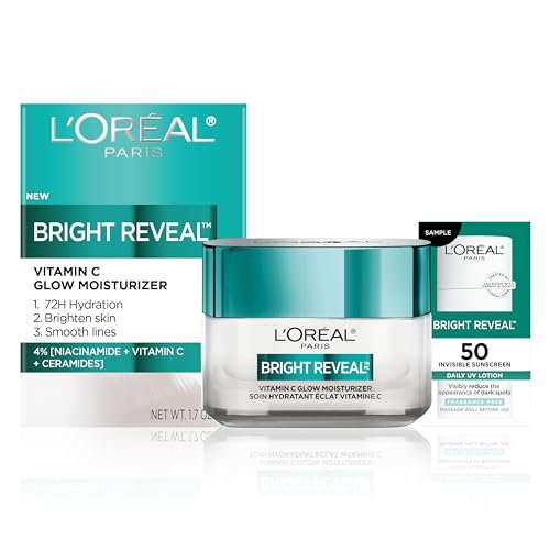L'Oreal Paris Bright Reveal Vitamin C Glow Moisturizer – Brightening Face Moisturizer with SPF 50 Sample, 1 oz Avelisse
