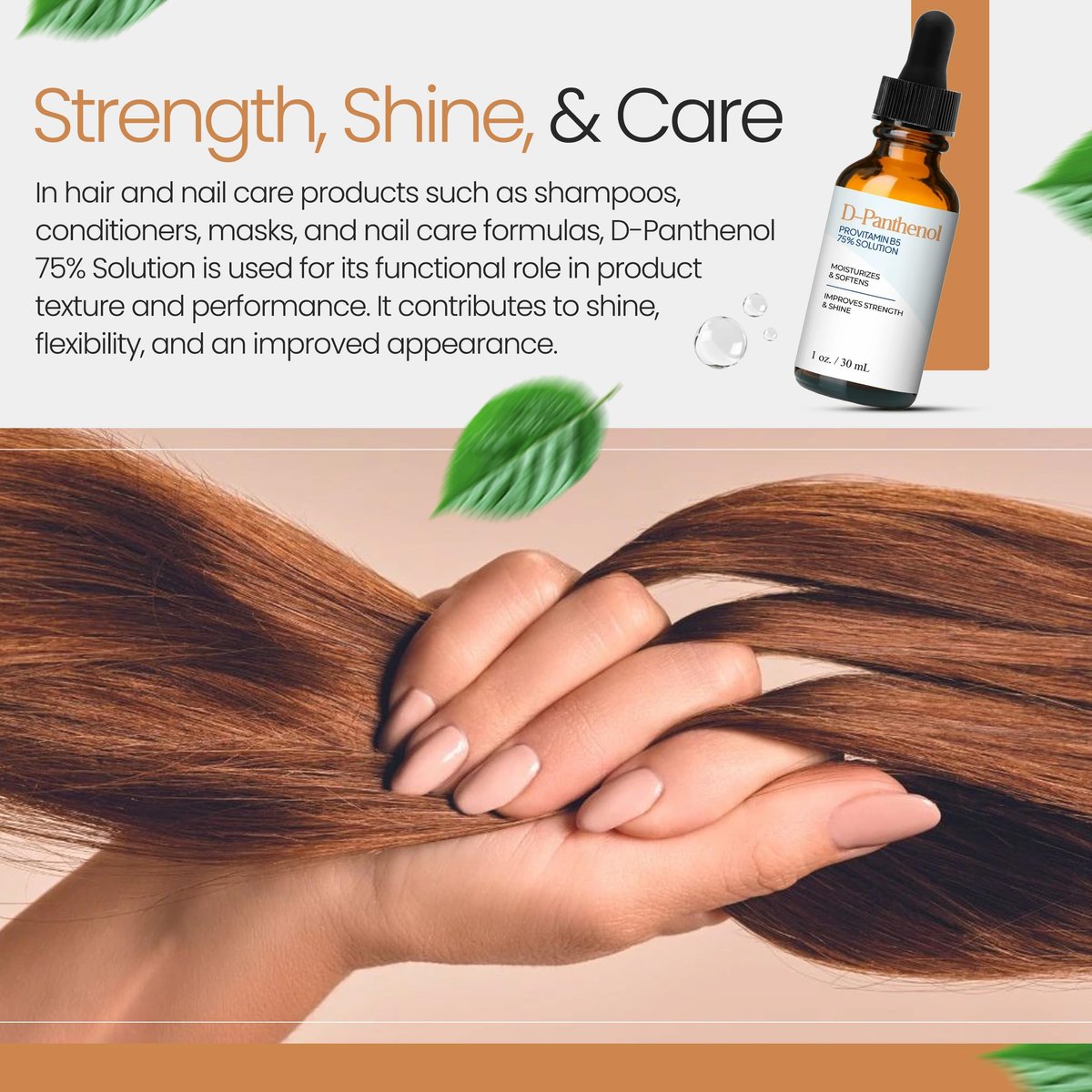 D-Panthenol Liquid 75% Provitamin B5 Solution (1 Oz / 30 mL) – Moisturizing Ingredient for Skin, Hair, and Cosmetic Formulations by Talsen Chemicals Avelisse
