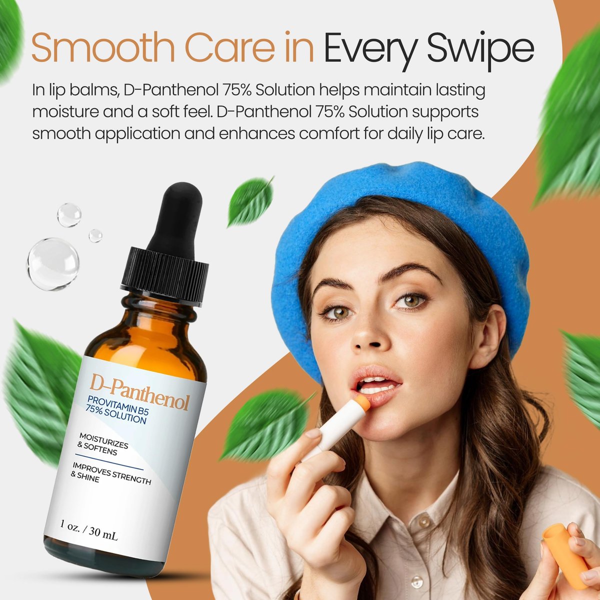 D-Panthenol Liquid 75% Provitamin B5 Solution (1 Oz / 30 mL) – Moisturizing Ingredient for Skin, Hair, and Cosmetic Formulations by Talsen Chemicals Avelisse