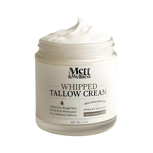 Mett Wellness Whipped Tallow Cream - 4oz Fragrance-Free Face & Body Moisturizer Rich in Essential Fatty Acids & Vitamins A, D, E, K with Collagen - görsel 2