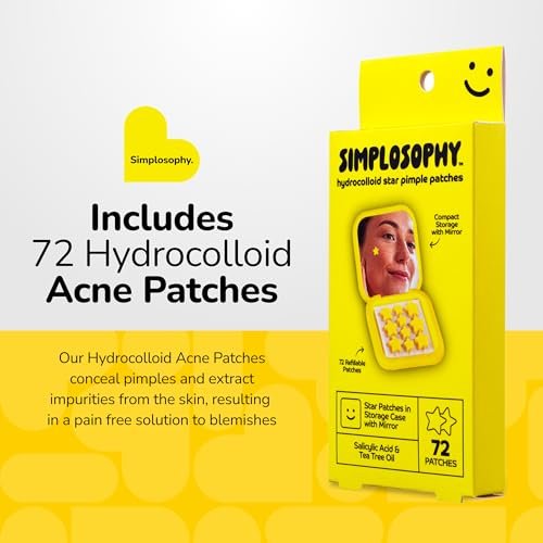 Simplosophy Star Pimple Patches with Mirror, Hydrocolloid Acne Patch for Zits and Blemishes, Face and Skin Stickers, 72 Count - görsel 4