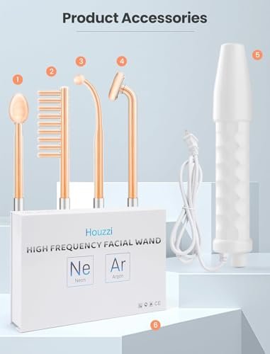 High Frequency Wand - Portable Facial Device with 4 Interchangeable Tubes for Anti-Aging & Skin Rejuvenation Avelisse