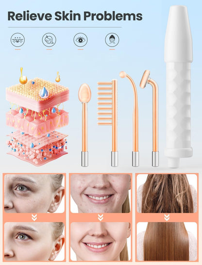 High Frequency Wand - Portable Facial Device with 4 Interchangeable Tubes for Anti-Aging & Skin Rejuvenation Avelisse