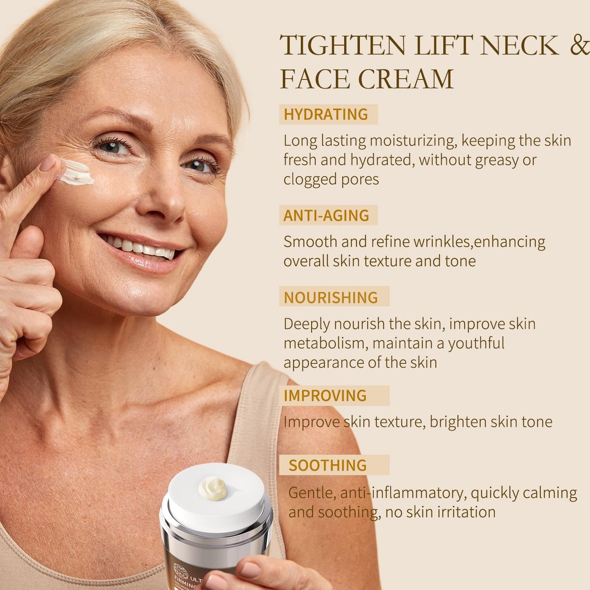 ULTIBELA Tighten and Lift Neck Cream – Deep Hydration Neck Firming Cream with Retinol, Collagen & Honey, Anti-Aging & Wrinkle Moisturizer for Face, Neck & Décolleté, 1.7 Fl Oz Avelisse