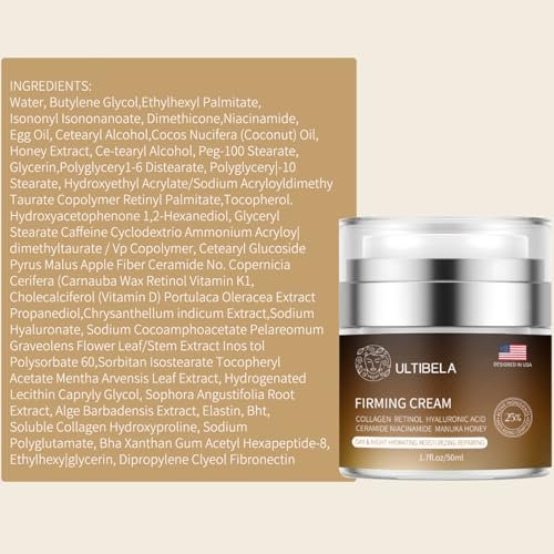 ULTIBELA Tighten and Lift Neck Cream – Deep Hydration Neck Firming Cream with Retinol, Collagen & Honey, Anti-Aging & Wrinkle Moisturizer for Face, Neck & Décolleté, 1.7 Fl Oz Avelisse
