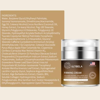 ULTIBELA Tighten and Lift Neck Cream – Deep Hydration Neck Firming Cream with Retinol, Collagen & Honey, Anti-Aging & Wrinkle Moisturizer for Face, Neck & Décolleté, 1.7 Fl Oz Avelisse