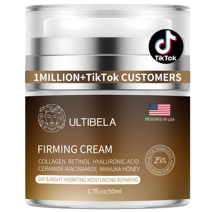 ULTIBELA Tighten and Lift Neck Cream – Deep Hydration Neck Firming Cream with Retinol, Collagen & Honey, Anti-Aging & Wrinkle Moisturizer for Face, Neck & Décolleté, 1.7 Fl Oz Avelisse