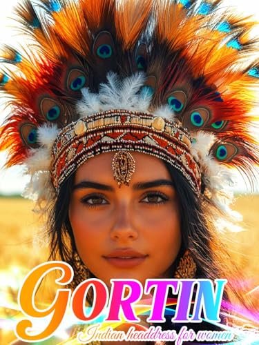 GORTIN White Feather Headband – Boho Indian Headdress Costume Hair Accessory for Women