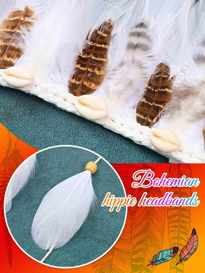 GORTIN White Feather Headband – Boho Indian Headdress Costume Hair Accessory for Women