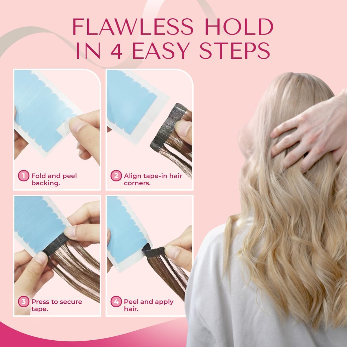 LUMORIA Hair Extension Tape (144 Tabs) – Clear, 1.6 x 0.3 Inch Pre-Cut Tabs for Tape In Extensions - görsel 11