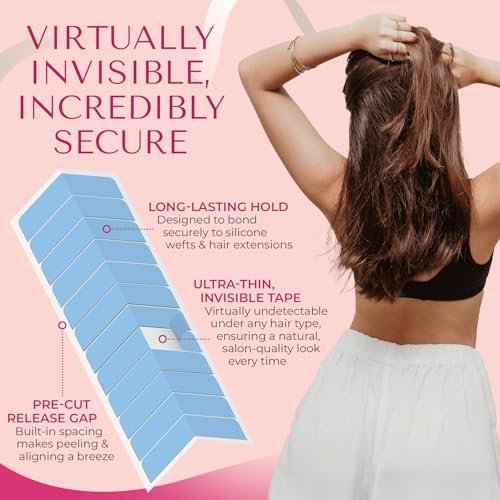 LUMORIA Hair Extension Tape (144 Tabs) – Clear, 1.6 x 0.3 Inch Pre-Cut Tabs for Tape In Extensions - görsel 4