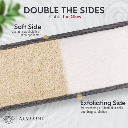 Sturdy Natural Loofah Back Scrubber for Men - Egyptian Loofah Body Scrubber Exfoliator & Washer - Deep Clean Back Like an Exfoliating Washcloth - Gray, 1 Pack Avelisse