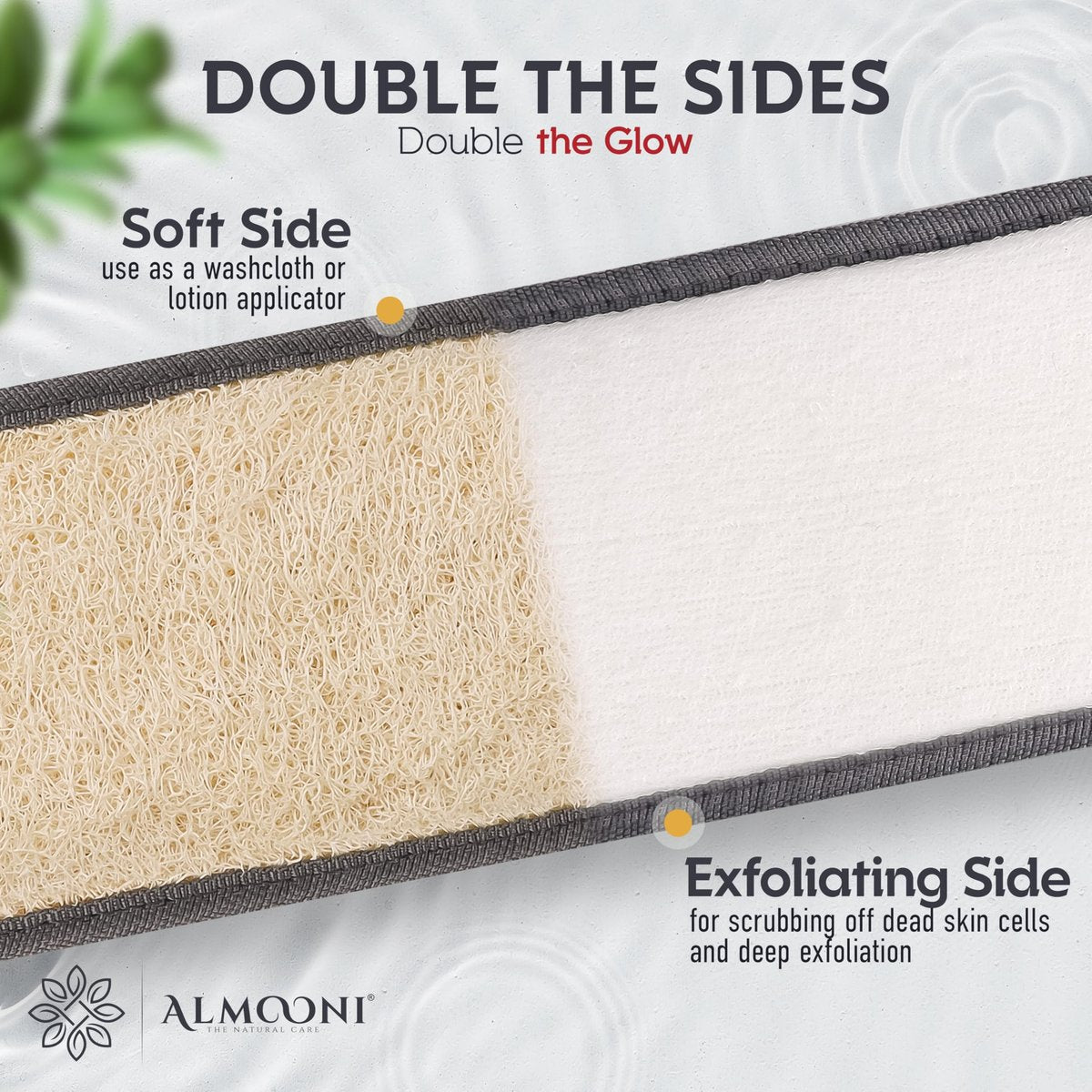 Sturdy Natural Loofah Back Scrubber for Men - Egyptian Loofah Body Scrubber Exfoliator & Washer - Deep Clean Back Like an Exfoliating Washcloth - Gray, 1 Pack Avelisse