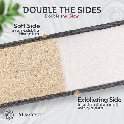 Sturdy Natural Loofah Back Scrubber for Men - Egyptian Loofah Body Scrubber Exfoliator & Washer - Deep Clean Back Like an Exfoliating Washcloth - Gray, 1 Pack Avelisse