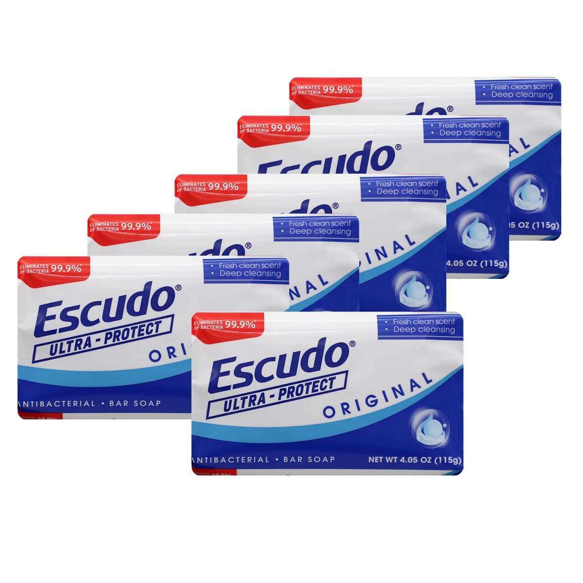 Escudo Ultra-Protect Original Antibacterial Bar Soap, 4.05 oz, 6 Pack, Fresh Clean Scent - görsel 1