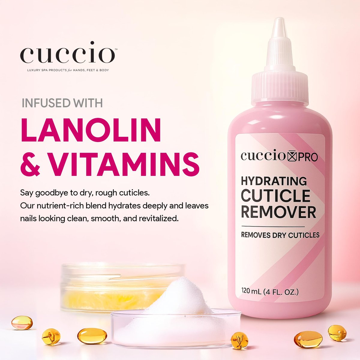 Cuccio Pro Hydrating Cuticle Remover 4 fl oz – Professional Fast-Acting Cuticle Softener & Remover for Dry, Rough Cuticles, Moisturizing Lanolin-Infused Formula for Healthy Nails - görsel 3