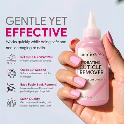 Cuccio Pro Hydrating Cuticle Remover 4 fl oz – Professional Fast-Acting Cuticle Softener & Remover for Dry, Rough Cuticles, Moisturizing Lanolin-Infused Formula for Healthy Nails