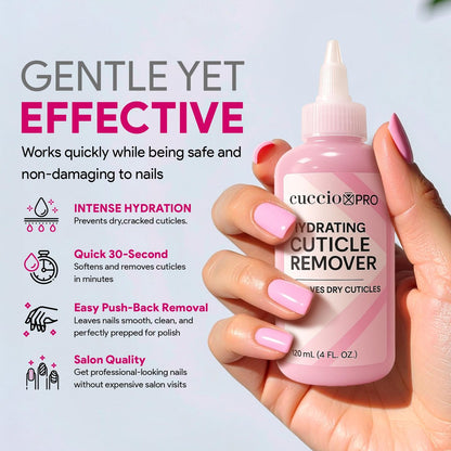 Cuccio Pro Hydrating Cuticle Remover 4 fl oz – Professional Fast-Acting Cuticle Softener & Remover for Dry, Rough Cuticles, Moisturizing Lanolin-Infused Formula for Healthy Nails