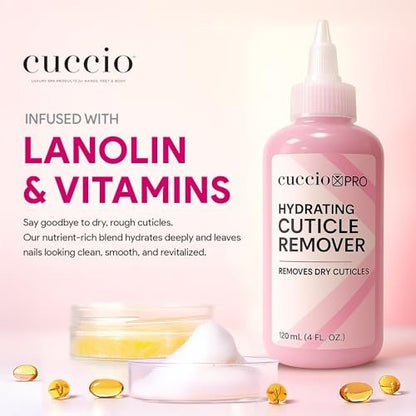 Cuccio Pro Hydrating Cuticle Remover 4 fl oz – Professional Fast-Acting Cuticle Softener & Remover for Dry, Rough Cuticles, Moisturizing Lanolin-Infused Formula for Healthy Nails