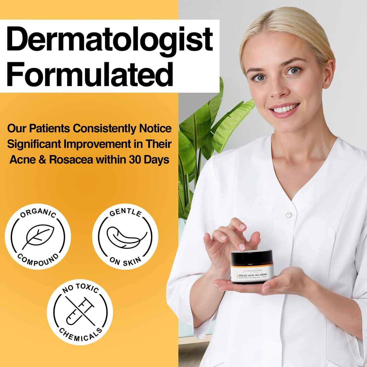 Foundation Skincare Azelaic Acid for Face 14% (1 Fl Oz) – Dermatologist Formula for Uneven and Blemish-Prone Skin, Supports Balanced Tone & Smooth Texture for Men & Women Avelisse