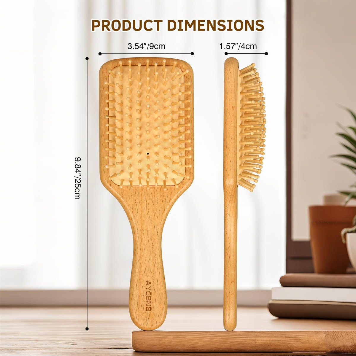 Natural Wood Bristle Hair Brush for All Hair Types – Smooth & Shiny Results for Men, Women, Kids - görsel 5