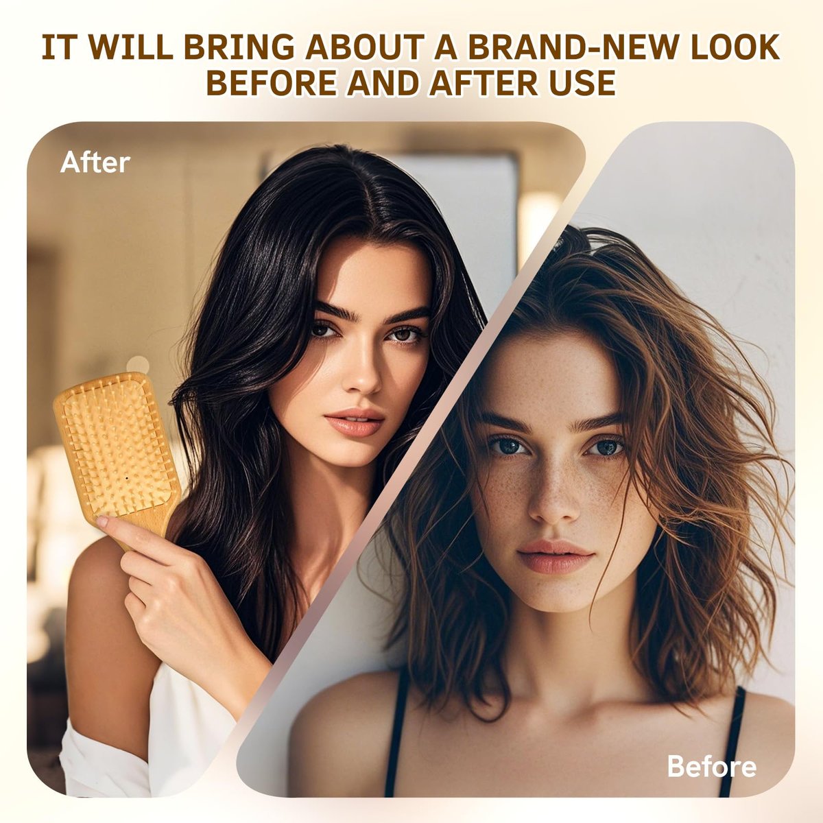 Natural Wood Bristle Hair Brush for All Hair Types – Smooth & Shiny Results for Men, Women, Kids - görsel 15