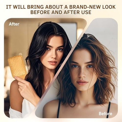 Natural Wood Bristle Hair Brush for All Hair Types – Smooth & Shiny Results for Men, Women, Kids