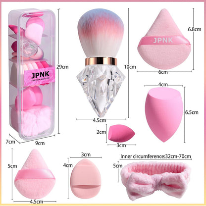 JPNK 20-Piece Makeup Sponge Set with Powder Puff Brush – Pink PU Sponges for Liquid, Cream & Powder Application