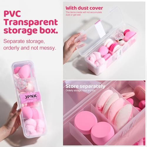 JPNK 20-Piece Makeup Sponge Set with Powder Puff Brush – Pink PU Sponges for Liquid, Cream & Powder Application - görsel 12
