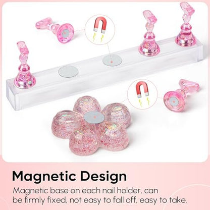 AIMEILI Nail Stand for Press On Nails - Solid Acrylic Fake Nail Holder with Reusable Putty, Gift Box for DIY Home Nail Art and Beginner Salon Practice