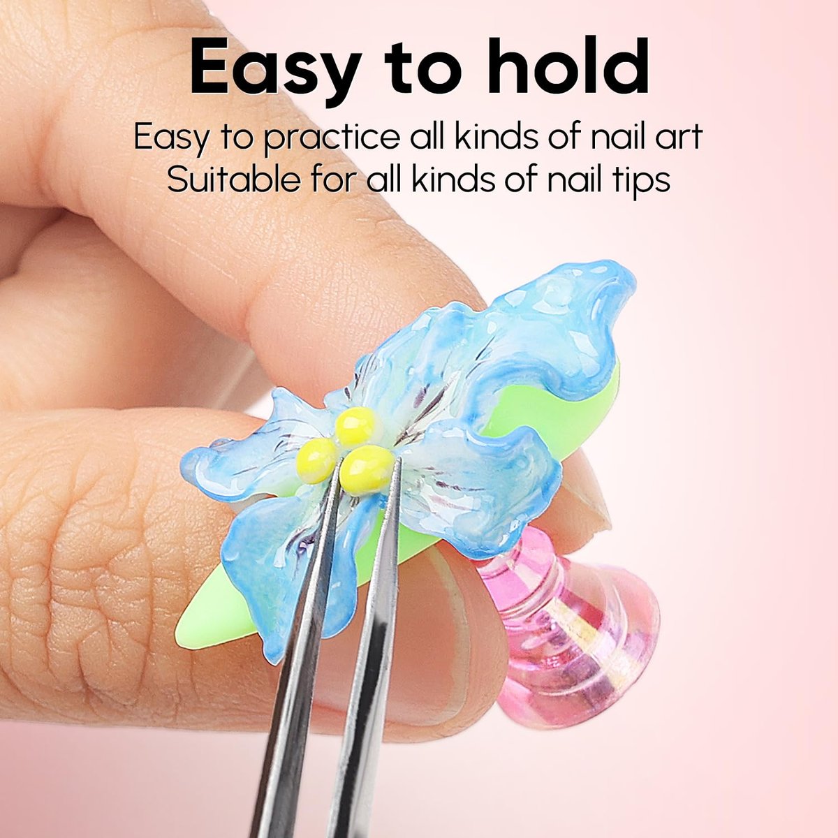 AIMEILI Nail Stand for Press On Nails - Solid Acrylic Fake Nail Holder with Reusable Putty, Gift Box for DIY Home Nail Art and Beginner Salon Practice - görsel 5