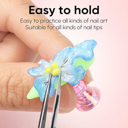 AIMEILI Nail Stand for Press On Nails - Solid Acrylic Fake Nail Holder with Reusable Putty, Gift Box for DIY Home Nail Art and Beginner Salon Practice